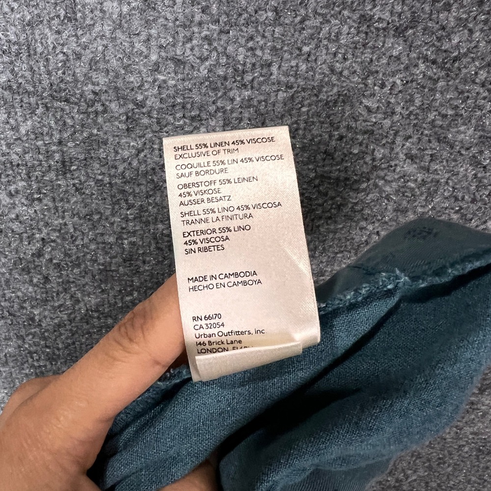 PILCRO by Urban Outfitters Smocked Bodice Linen‎ Blend Romper Teal XS - Picture 8 of 9